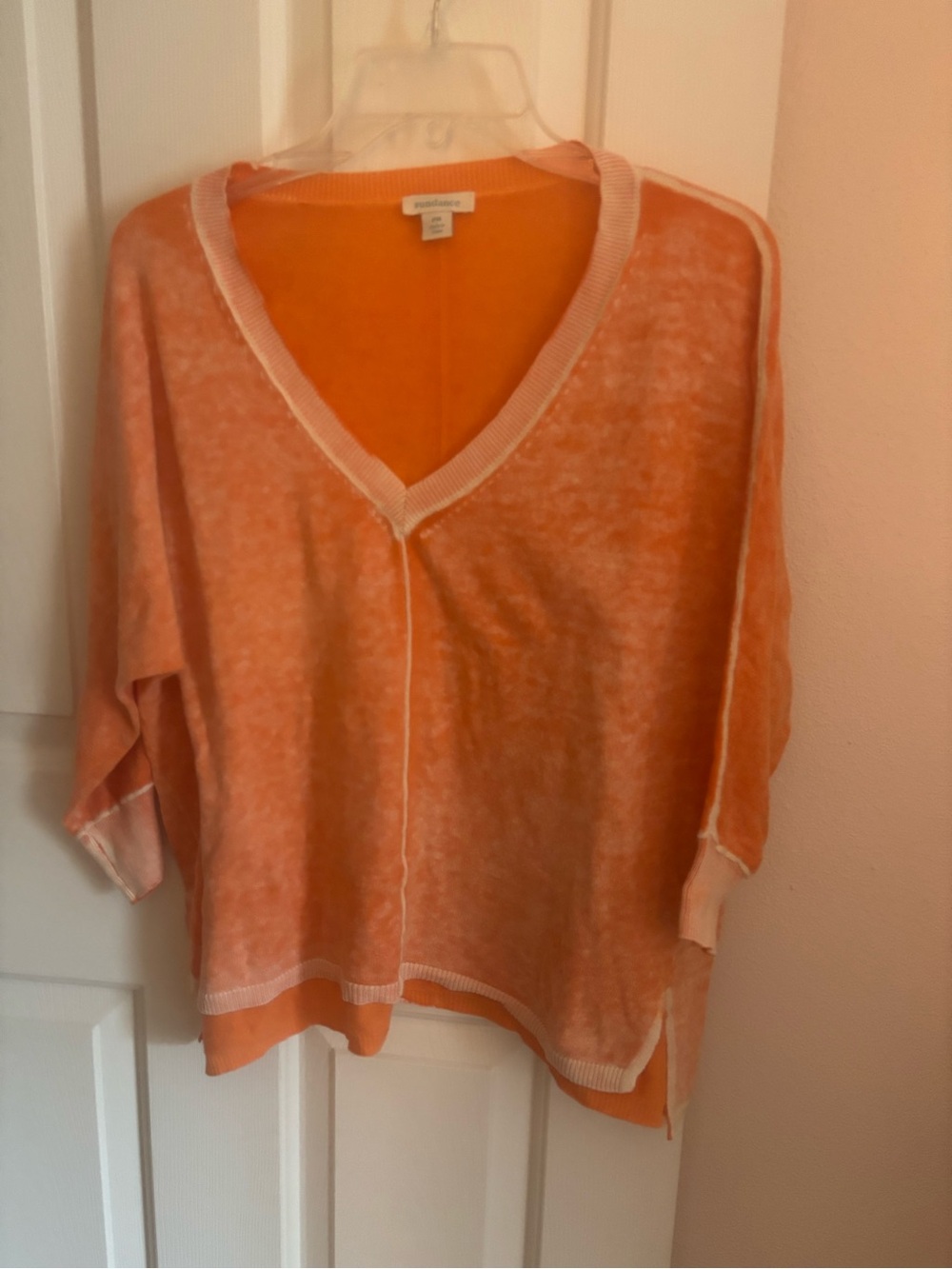 Sundance Orange V-Neck Lightweight Pullover